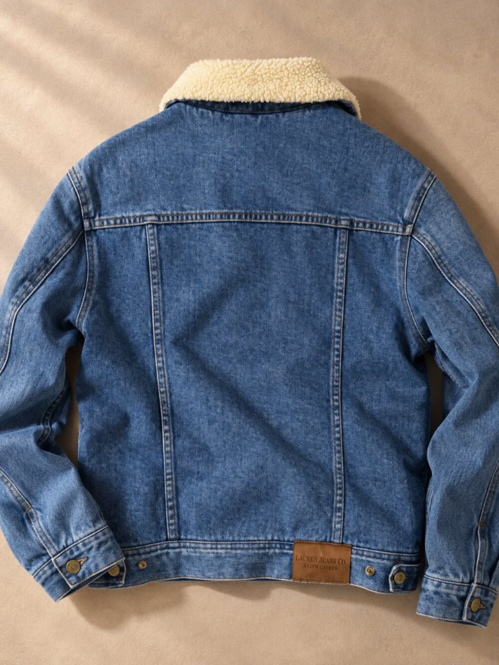 Lauren Jeans Co Ralph Lauren Trucker Shearling Lined Denim Jacket Small - Picture 5 of 5